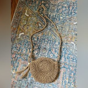 Circular Woven Straw Cross Body Bag